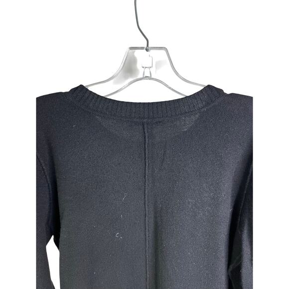 Aqua Cashmere Sweater Womens Large Black Crewneck Classic Minimal - Picture 5 of 8